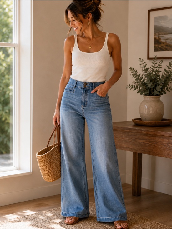 Soft Surroundings Denim - Soft Surroundings Medium Blue Trouser Jeans